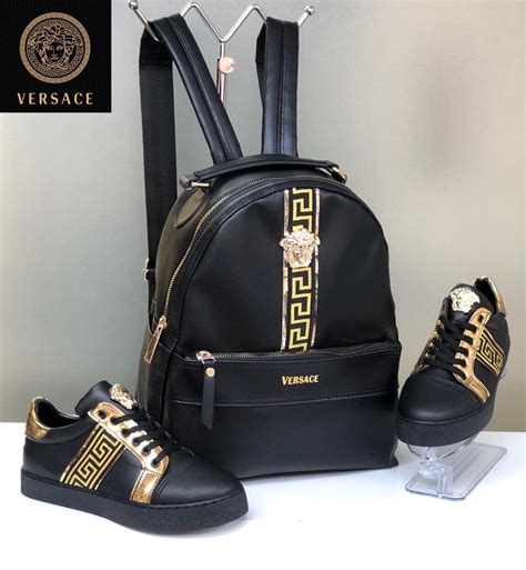 versace jeans logo backpack black|Versace gift set with backpack.